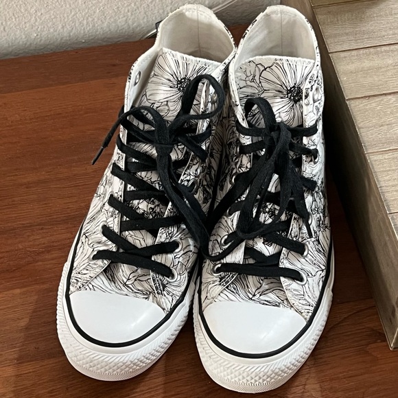 Converse Shoes - Floral black & white Converse Chuck Taylor’s